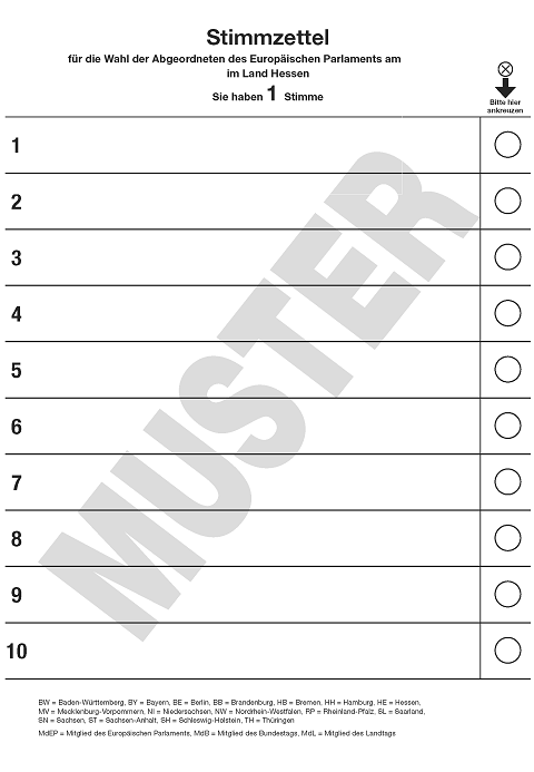 Dieses Bild zeigt einen Stimmzettel. © Der Bundeswahlleiter